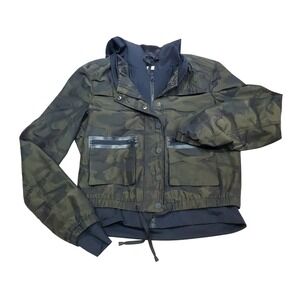 Blanc Noir Camo Hooded Jacket with Zip Pockets Drawstring Waist Size M